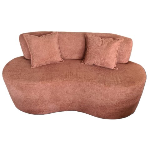 Sofá Curvo 3 Lugares Living Merlim 1,60m - Élpis Móveis - Boucle Erva Doce