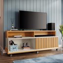 Ver imagem 4 de Rack para Sala de Estar TV 60 pol com Rodízios 160cm Mercy B01 Cinamomo Off White - Lyam Decor