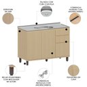 Ver imagem 4 de Balcão de Cozinha com Pia Inox 120cm Pierre Carvalho L01 - Mpozenato