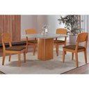 Ver imagem 1 de Conjunto: Mesa de Cozinha Maldivas C/ Tampo Madeirado C/ Vidro Canto Curvo 90x90cm e 4 Cadeiras