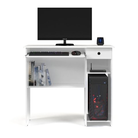 Mesa de Computador Escrivaninha Viena Branco Ej Móveis