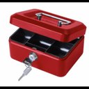 Ver imagem 6 de COFRE METAL PORTA JOIAS COM CHAVES CASH BOX MINI PORTATIL GAVETA DINHEIRO DOCUMENTOS