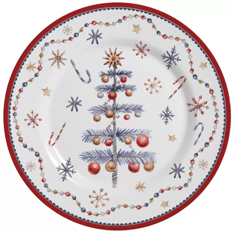 Prato Raso de Cerâmica Natalino Árvore de Natal Celebrações de Natal Greetings Mesa Posta Natalina 2