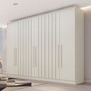 Ver imagem 1 de Guarda-roupa Solteiro Oxford 6 Portas 4 Gavetas Ripado 100% Mdf Off White - Mademarques