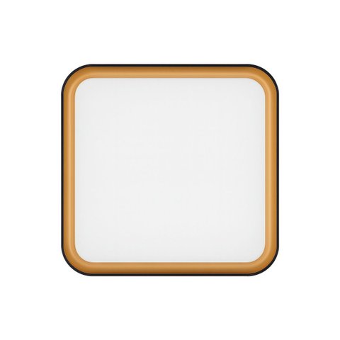Plafon LED Sobrepor Toronto Preto c/ Dourado Quadrado 40x40cm 36W Multicor IRC80 Hevvy ST3110