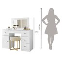 Ver imagem 6 de Cômoda Camarim Sonhos 121cm 5 Gavetas com Espelho e Luminárias de Led Branco Moval
