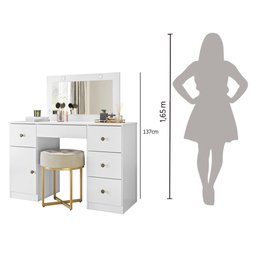 Cômoda Camarim Sonhos 121cm 5 Gavetas com Espelho e Luminárias de Led Branco Moval - 6