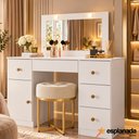 Ver imagem 2 de Cômoda Camarim Sonhos 121cm 5 Gavetas com Espelho e Luminárias de LED Branco Moval