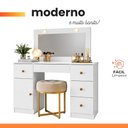 Ver imagem 6 de Cômoda Camarim Sonhos 121cm 5 Gavetas com Espelho e Luminárias de LED Branco Moval