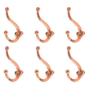 Kit 6 Ganchos Duplos de Parede Cabide Vertical Para Roupas - Wp Connect Gancho Duplo Vertical Rosé G