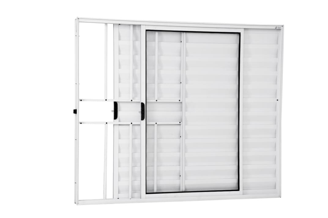 Veneziana 3 Folhas 1,00 X 1,20 Com Grade Alumínio Branco