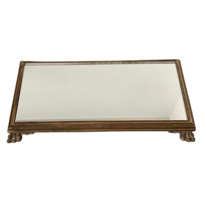 Bandeja Espelhada de Madeira Envernizada - Retangular para Lavabo / Bar / Sala