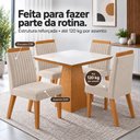 Ver imagem 3 de Conjunto de Mesa de Jantar Prada com Tampo de Vidro e 4 Cadeiras Estofadas Creme