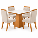 Ver imagem 2 de Conjunto de Mesa de Jantar Prada com Tampo de Vidro e 4 Cadeiras Estofadas Creme