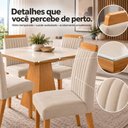 Ver imagem 4 de Conjunto de Mesa de Jantar Prada com Tampo de Vidro e 4 Cadeiras Estofadas Creme