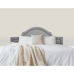 Cabeceira Casal Curva Luxo Estofada com Tachas 140x60 - Suede Cinza - Tachas Fume - 1
