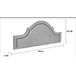 Cabeceira Casal Curva Luxo Estofada com Tachas 140x60 - Suede Cinza - Tachas Fume - 3