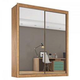 Guarda Roupa Zurique 2 Portas Espelhadas 100% Mdf Amêndoa/off-white - Móveis Europa - 2