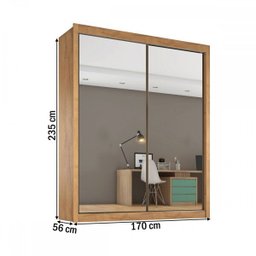 Guarda Roupa Zurique 2 Portas Espelhadas 100% Mdf Amêndoa/off-white - Móveis Europa - 4
