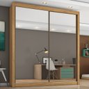 Ver imagem 1 de Guarda Roupa Zurique 2 Portas Espelhadas 100% Mdf Amêndoa/off-white - Móveis Europa