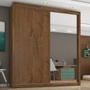 Ver imagem 1 de Guarda Roupa Zurique 1 Porta Espelhada 100% Mdf Braúna/off-white - Móveis Europa