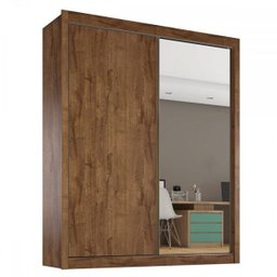 Guarda Roupa Zurique 1 Porta Espelhada 100% Mdf Braúna/off-white - Móveis Europa - 2