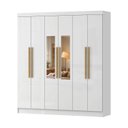 Ver imagem 3 de Guarda Roupa Casal com Espelho 6 Portas 2 Gavetas Lyon Yescasa Branco