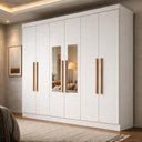 Ver imagem 1 de Guarda Roupa Casal com Espelho 6 Portas 2 Gavetas Lyon Yescasa Branco