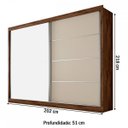 Ver imagem 4 de Guarda-Roupa Casal Verona 2 Portas 4 Gavetas Espelhado Brauna/Off-White - Mademarques