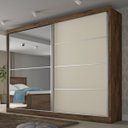 Ver imagem 1 de Guarda-Roupa Casal Verona 2 Portas 4 Gavetas Espelhado Brauna/Off-White - Mademarques
