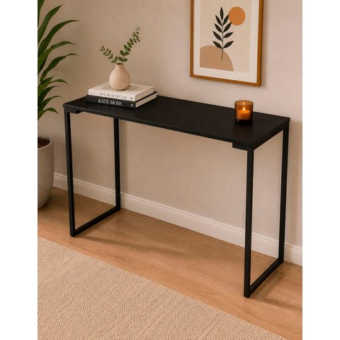 Mesa Escrivaninha Apoio Multiuso Industrial Compacta 900 mm Cor:Preto/Preto