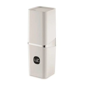 Porta Escova Slim com Tampa Metalizado Branco Uz Utilidades