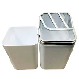 Porta Escova Slim com Tampa Metalizado Branco Uz Utilidades - 4