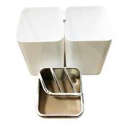 Porta Escova Slim com Tampa Metalizado Branco Uz Utilidades - 5