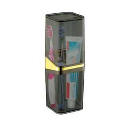 Porta Escova De Dente Acrílico Com Tampa 4 Divisórias Para Escovas E Pasta Creme Dental UZ Utilidade - 5