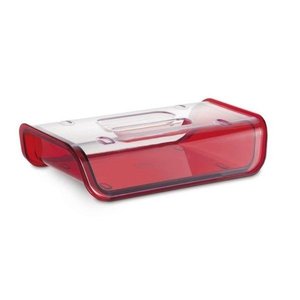 Porta Frios Acrílico Elegante com Tampa Transparente Vermelho
