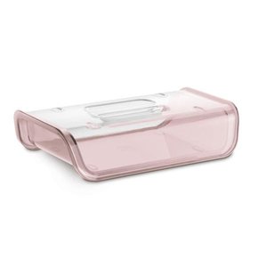 Porta Frios Acrílico Elegante com Tampa Transparente Rosa