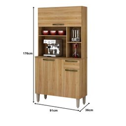 Armário de Cozinha Jaspe Plus 3 Portas 1 Gaveta Carvalho - Sallêto Móveis - 3