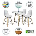 Ver imagem 6 de Conjunto Mesa Bistrô Eames Eiffel Vidro Com 3 Banquetas Brancas De Madeira - Cor: Branco