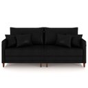 Ver imagem 5 de Sofá 3 Lugares Living 192cm Pé Madeira Zoe Sintético Preto Z08 - Mpozenato