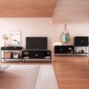 Ver imagem 2 de Conjunto Sala Estar Buffet Bar Aparador e Rack Orgânico Nero/preto