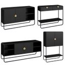 Ver imagem 1 de Conjunto Sala Estar Buffet Bar Aparador e Rack Orgânico Nero/preto