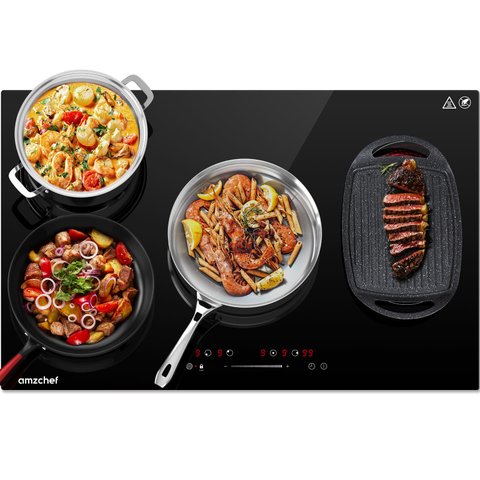 Cooktop Elétrico Amzchef 30" com 4 Bocas e Controle Touch (preto)