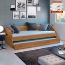 Ver imagem 1 de Bicama Solteiro Duo com Cama Auxiliar em Mdf Premium Amendoa com 2 Colchões