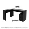Mesa de Escritório em L com 2 Gavetas - Preto - 2