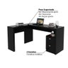 Mesa de Escritório em L com 2 Gavetas - Preto - 3