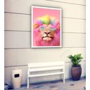 Ver imagem 2 de Quadro Decorativo Leão Óculos Coração Rosa - 70x50cm:moldura Preta