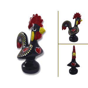 Galo Português de Barcelos Altura 25cm em Cerâmica Esmaltada