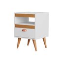Ver imagem 5 de Kit 2 Mesa Cabeceira Sal para Quarto Organizadora com Gaveta Design Retrô - Branco/Naturale
