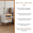 Ver imagem 3 de Kit 2 Mesa Cabeceira Sal para Quarto Organizadora com Gaveta Design Retrô - Branco/Naturale